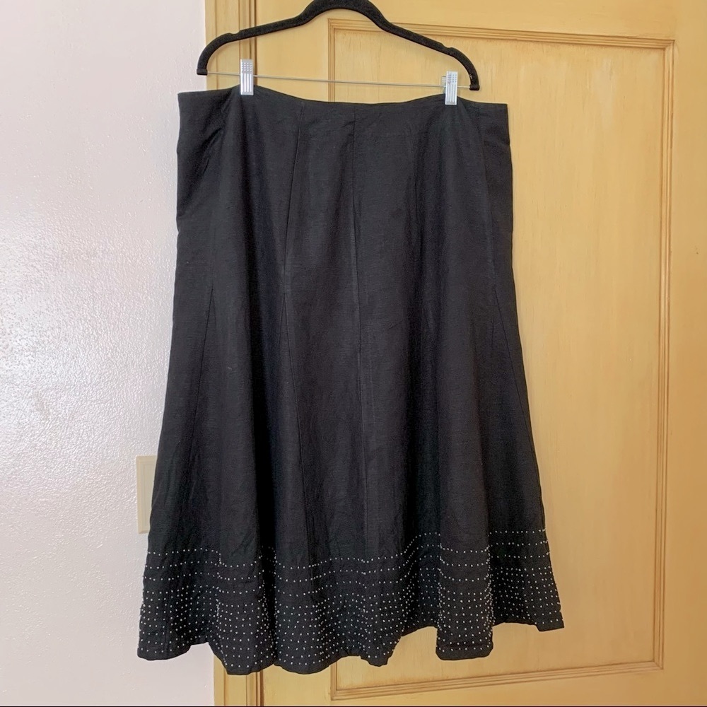 Avenue Skirt Beaded linen Rayon Blend 10 gore midi aurora borealis seed bead 16